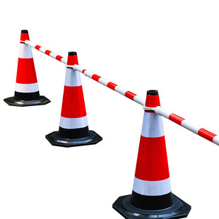 Traffic Warning Isolation Railing Queuing Guardrail Rubber Ice Cream Cone Retractable Connecting Rod Set
