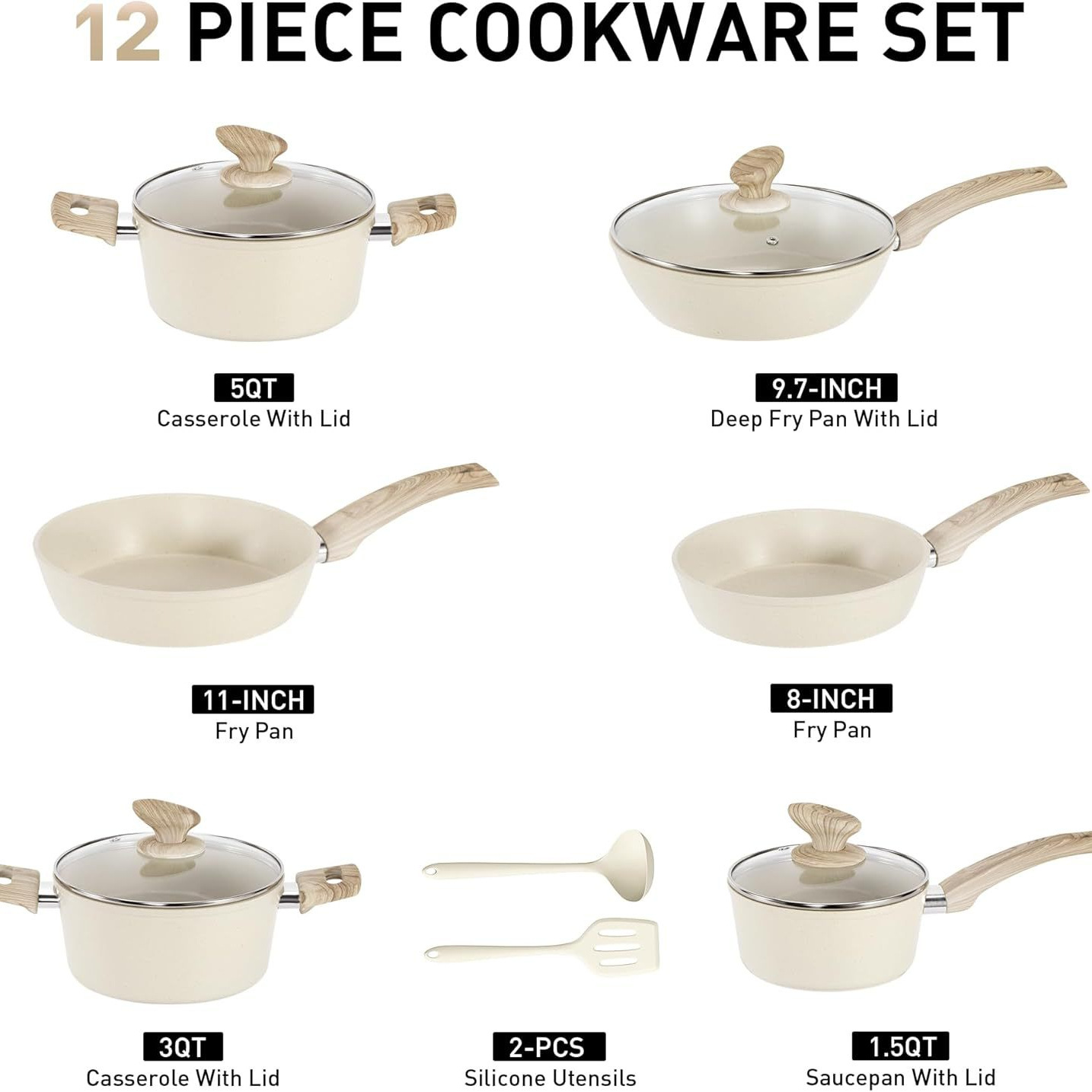 Cross-border clásica piedra de arroz antiadherente cocina de aluminio forjado cocina antiadherente cocina con cocina de fondo al por mayor