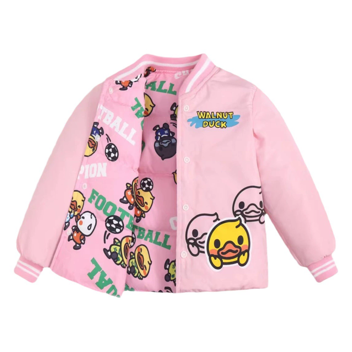 Детский пуховик «Маленькая желтая утка», двустороннее внутреннее одеяло для мальчиков и девочек, осенне-зимняя детская милая куртка, теплое пальто