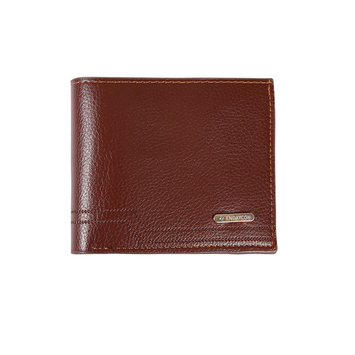 New men's wallet, short-style billfold, trendy casual design with lychee-patterned soft leather, multiple card slots, and large-capacity—perfect as a compact everyday wallet.