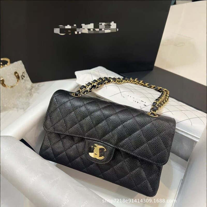 Cf Chanel-Style Quilted Chain Bag for Women 2026 New Model Genuine Leather Shoulder Crossbody Bag Light Luxury Versatile Flap Underarm Bag