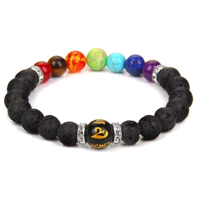 Volcanic stone colorful + silver diamond ring