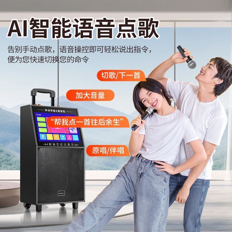 华宝 广场舞音响带显示屏幕k歌麦克风一体机户外跳舞视频蓝牙音箱|undefined