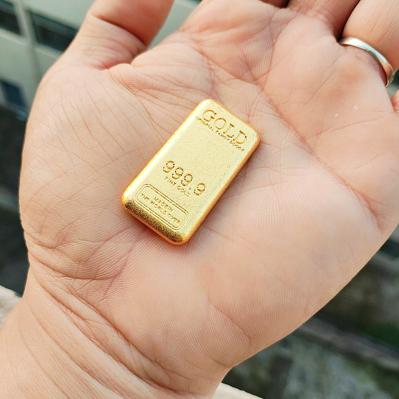 抖音爆款合金仿GOLD黄金小金条公司新店新房聚宝盆实心小金砖摆件