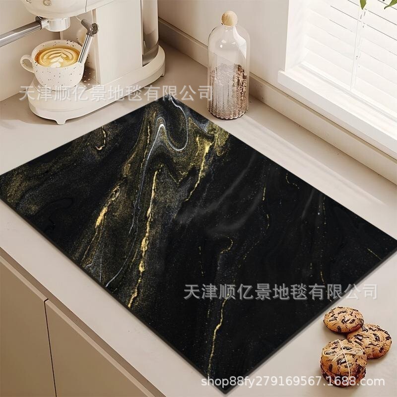 珪藻泥大理石紋台面水切りマット洗面台テーブルカウンター吸水マット食器乾燥マット断熱|undefined