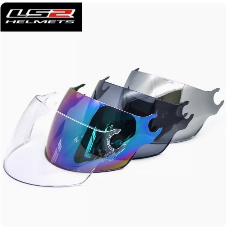 LS2 lente del casco de la motocicleta OF562 medio casco largo y corto lente transparente té negro plateado colorido unisex