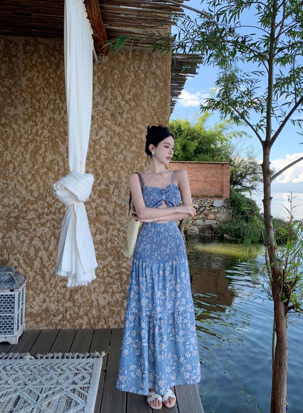 F6675 610K ÁO HAI DÂY NỮ SHETDT MÙA HÈ HỌA TIẾT HOA HAI DÂY HỞ VAI THỜI TRANG NỮ G02 SẢN PHẨM MỚI