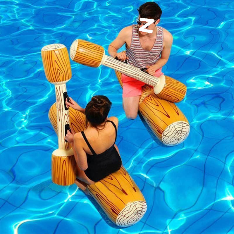 2 People Play Water Double Inflatable Batons, 2 Hand Bats, 2 Sitting Sticks, Entertainment Games, Swimming Rings and Floats