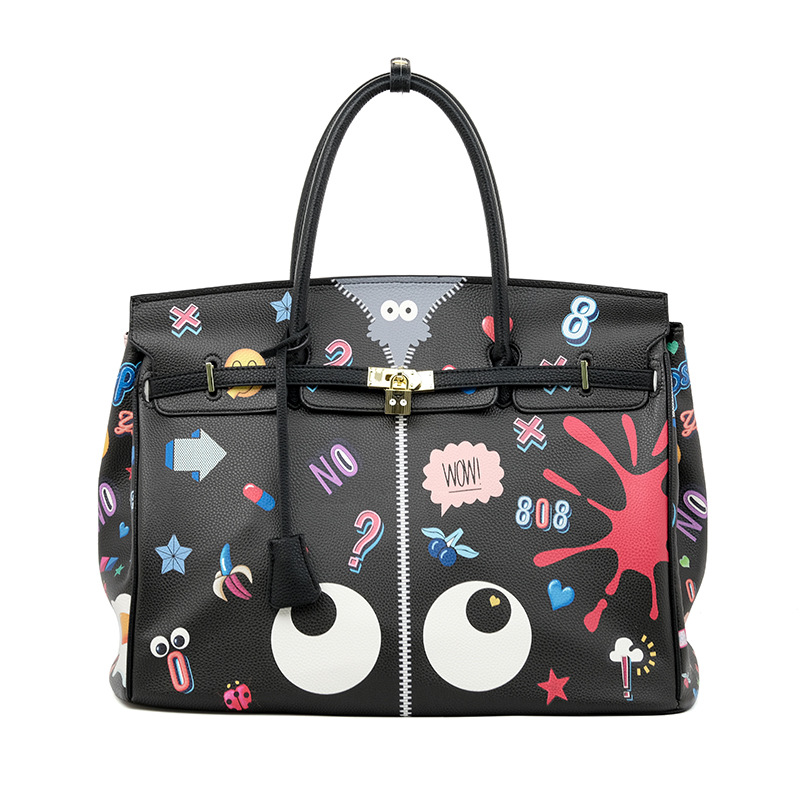 Supercapacidad PU impresión litchi contraste color bolsas de bloqueo portátiles de viaje bolsa de fitness de almacenamiento de moda 2221 #