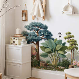 雨林植物花镜背景墙装饰墙贴画客厅沙发墙造景可移除墙贴 69185