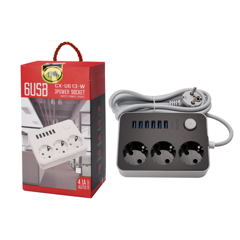 6USB CX-U613 - W 3POWER SOCKETEURO EXTENSIÓN ENSOCÉTICO EUROPEO