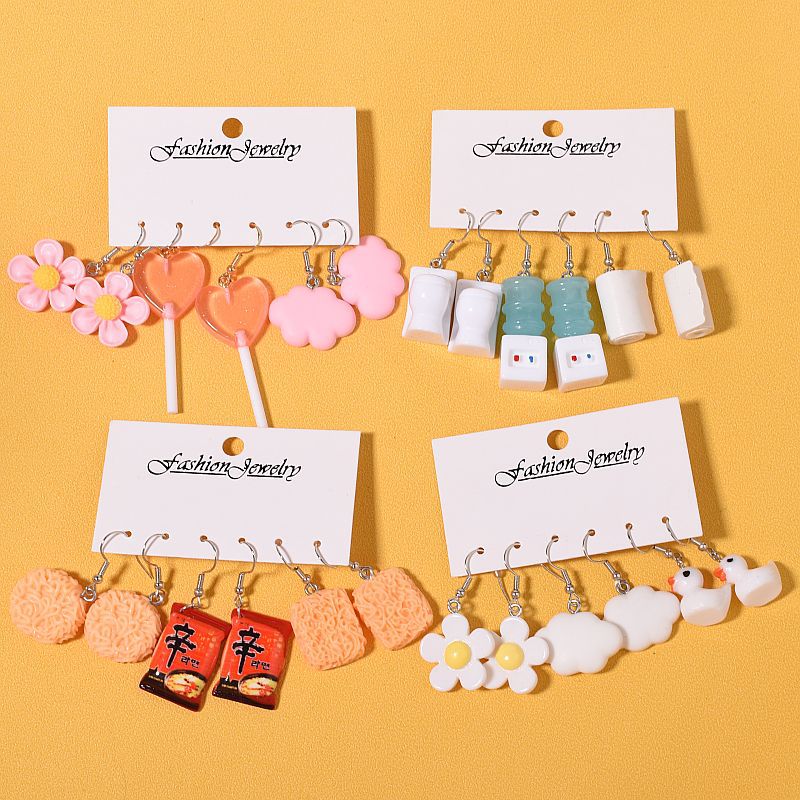 20g Weight Iron Ear Needle Material Drop Earrings Classification 1 Set Quantity Casual, Daily, Shopping Occasion Acrylic, Resin Material Cup, Heart Shape, Flower Pattern Women's Gender Cartoon Style, Cute Style 1 Set Cartoon Style Cute Cup Heart Shape Flower Arylic Resin Drop Earrings 1