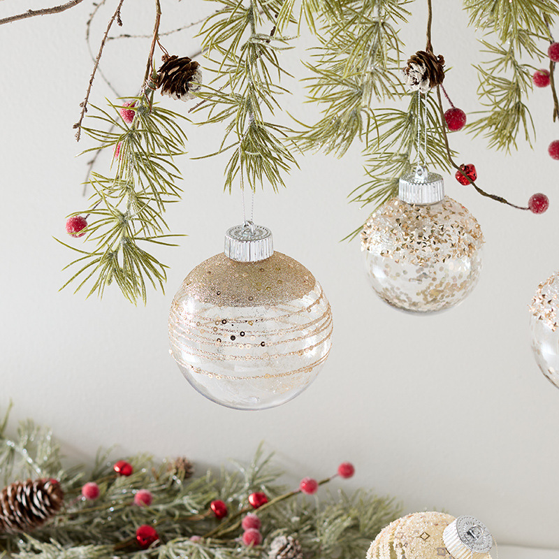 Nuevo árbol de Navidad transfronterizo adornos colgantes ins transparente champán pintado bolas de Navidad bolas de colores bolas de formas especiales
