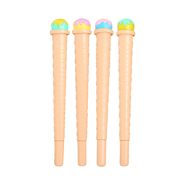 Aprendizaje creativo papelería cono gel pluma verano fresco lindo simulación helado tubo aguja a base de agua firma pluma