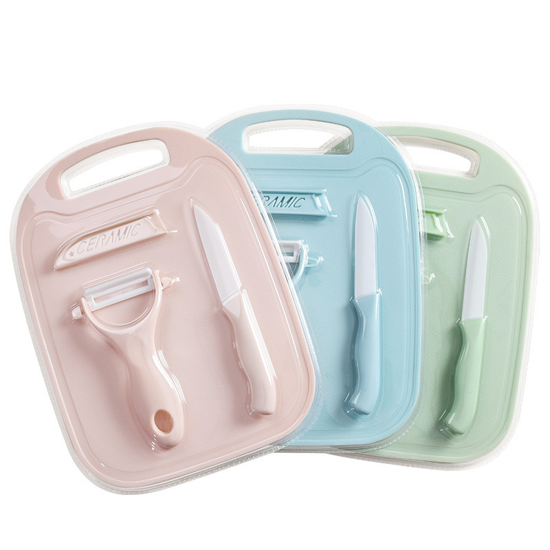 Cuchillo de cerámica de tres piezas de corte de frutas, cuchillo de frutas