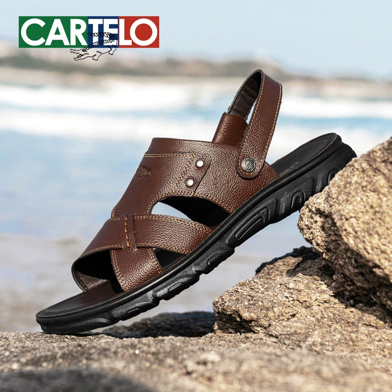 Сандалии Katile Crocodile Dad Senior Летние тапочки двойного назначения Мужская кожаная мягкая подошва повседневная пляжная обувь для вождения