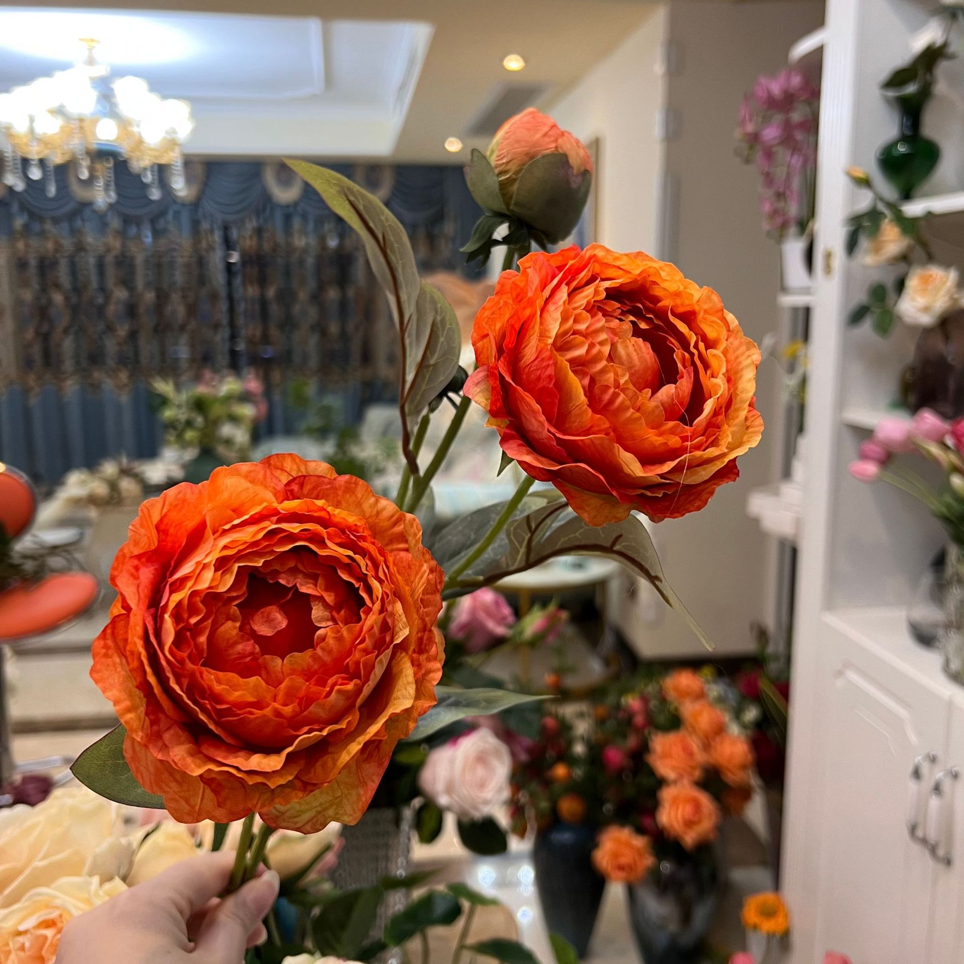 New Year Simulation oil painting peony retro peony home decoration simulation flower artificial flower floral ornaments_voghion.com