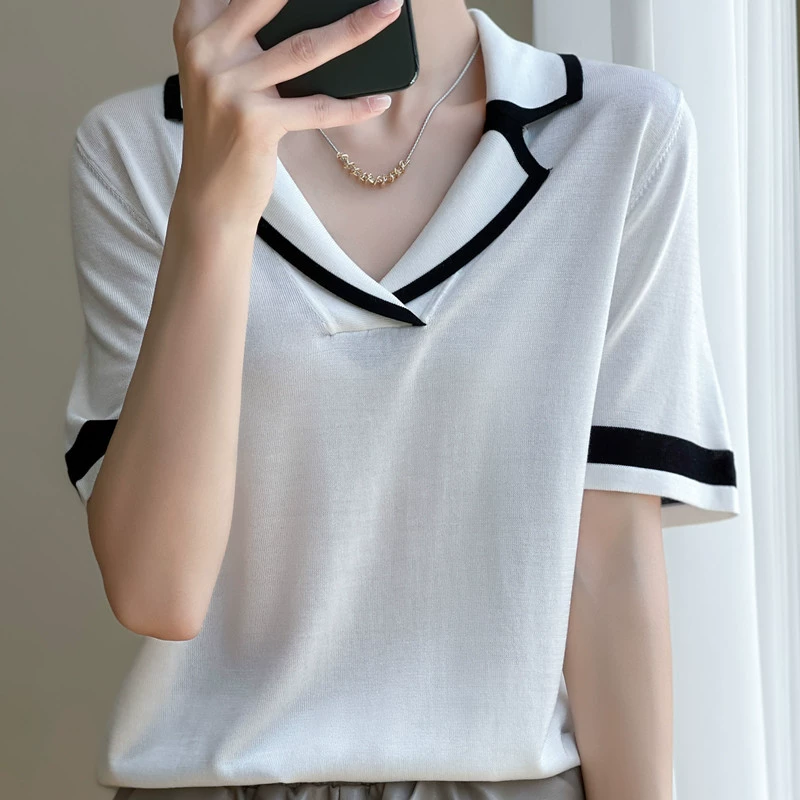 Summer woolen sweater, thin T-shirt, fitted