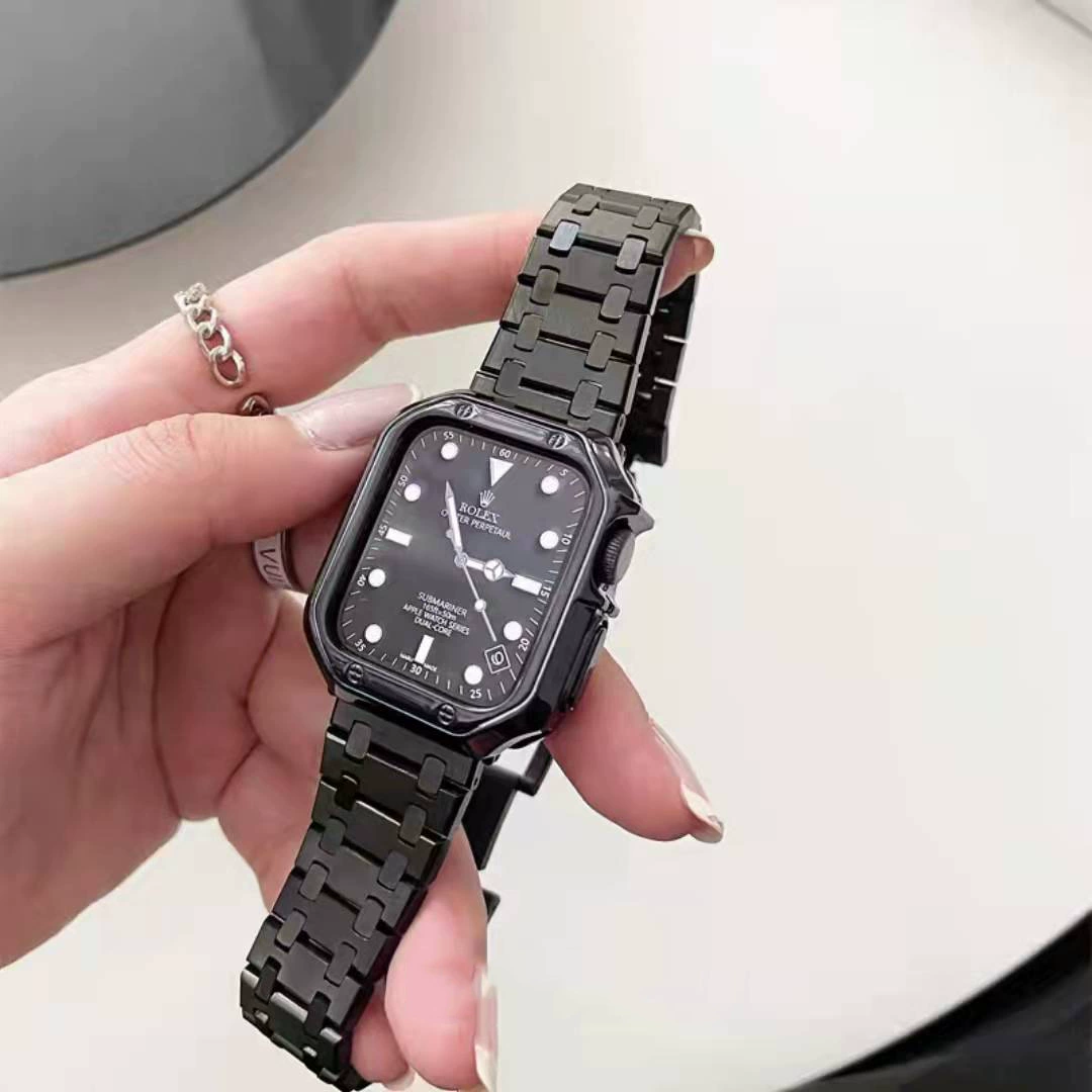 Ремешок для iWatch7, Apple Watch Series 7/6/5/4/3/2/1/SE, индивидуальный квадратный текстурированный ремешок из нержавеющей стали