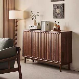 Nordic Solid Wood Sideboard Cabinet Silent Wind Log Storage Cabinet Entrance Cabinet Living Room Tea Cabinet Simple Wall Storage Cabinet