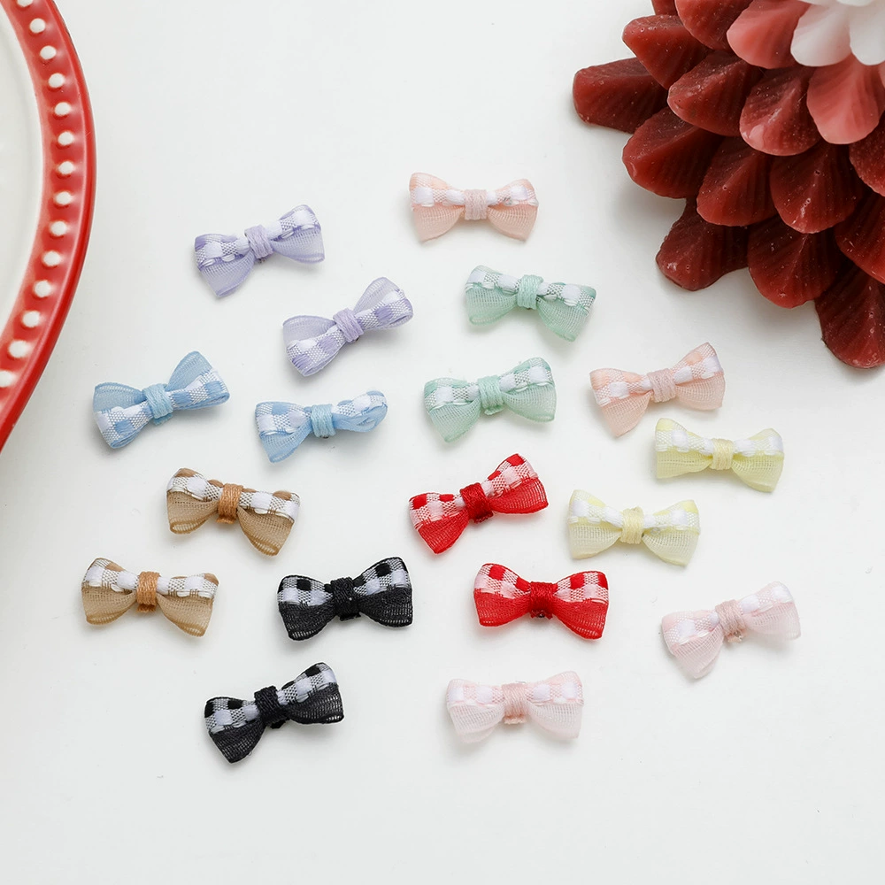 1CM ширина 2CM Длинный мини-маленький бант в клетку марля с двойным соединением маленький галстуком-бабочкой diy аксессуары ручной работы