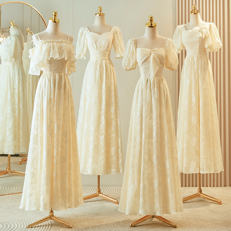 Champagne-Colored Bridesmaid Dresses 2026 New Spring Style Casual Wear for Sister Groups, Plus-Size, High-End Feel, Petite Sizes