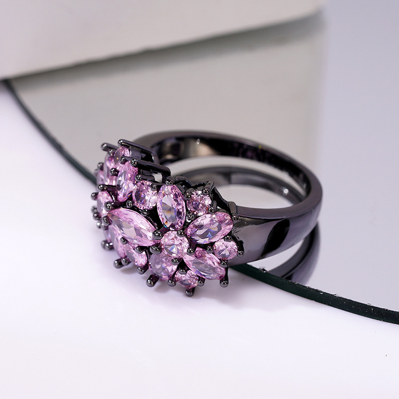 8g Weight Zircon Inlay Material Rings Classification 1 Piece Quantity Holiday, Daily Occasion Copper Material Flower Pattern All Seasons Season Women's Gender Sweet, Cool Style Style Wholesale Jewelry Sweet Cool Style Flower Copper Zircon Rings 5