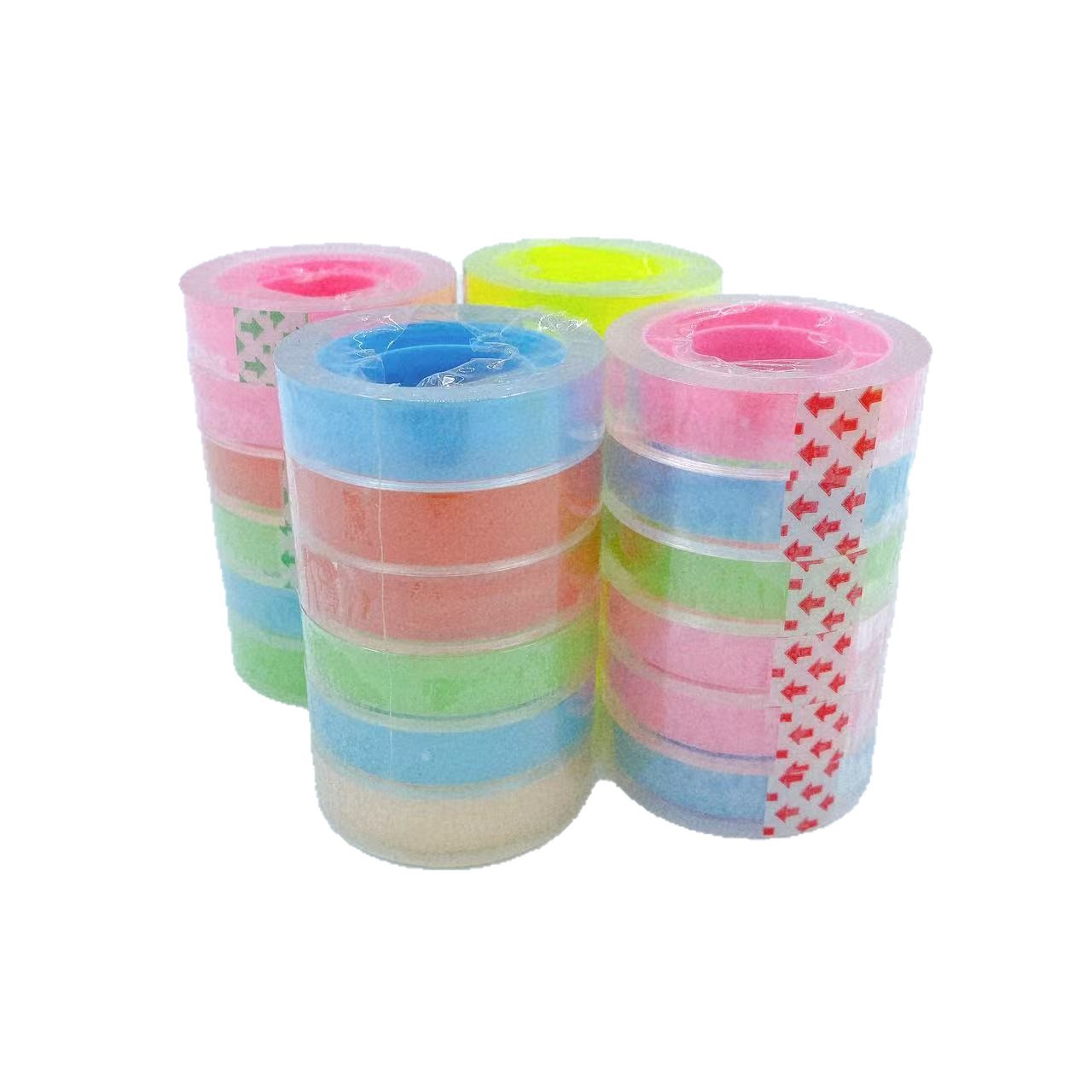 Tubo de color transparente papelería cinta adhesiva para estudiantes hecha a mano DIY sellar cinta adhesiva tienda de papelería