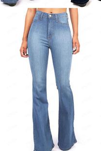 European and American Foreign Trade High Waist Slimmer Jeans Women's Spring and Autumn Wide Legs Slim Long Horn Pants Summer