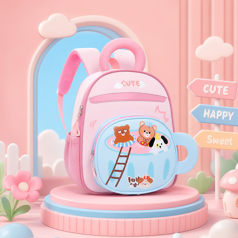 New cross-border cute cartoon backpack for children aged 3-6, lightweight spine-protecting backpack for boys and girls, suitable for kindergarten