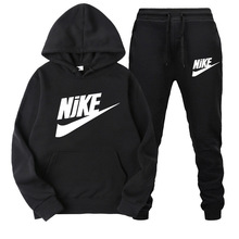 新款连帽衫男士卫衣套装潮流休闲印花街头卫衣两件套时尚运动套装