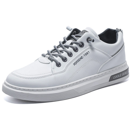 Men's Shoes Summer 2024 New Men's Casual Leather Shoes Men's All-match Sports Trendy Shoes Men's Thick-soled White Skate Shoes