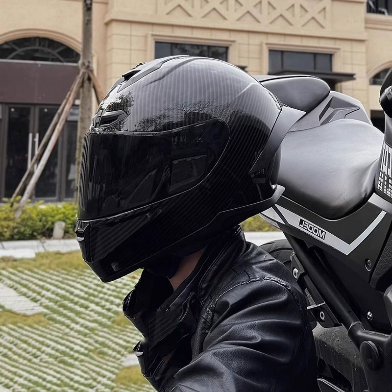 Motorcycle Full-Face Helmet for Men, 3C Certified, Racing Style, All-Season Universal, Personalized Motorcycle Riding Full-Cover Warm Helmet for Women