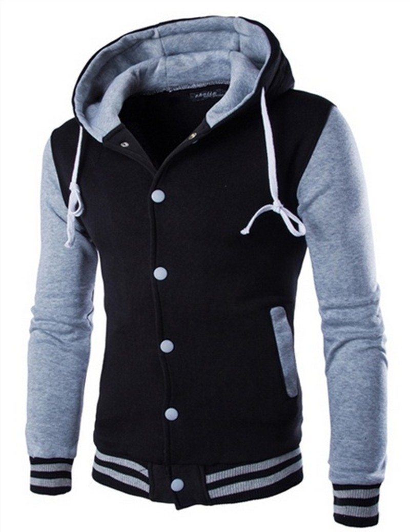 Chaqueta de béisbol con capucha estilo europeo y americano para hombre, ajustada, tipo cárdigan, sudadera corta de forro polar W869