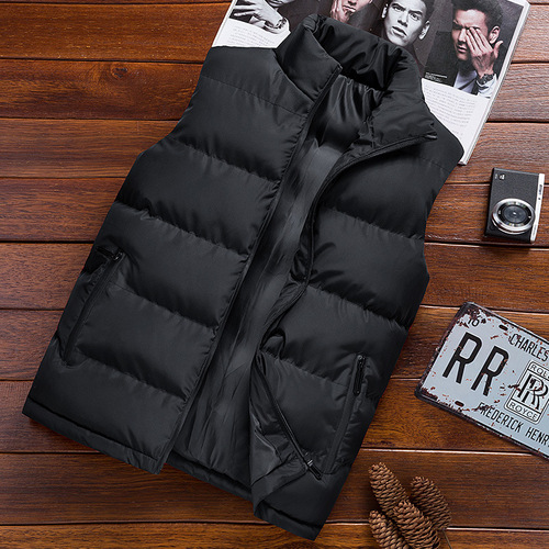Men's new cotton vest for autumn and winter, sporty and casual, sleeveless puffer vest, fashionable cotton backer jacket.