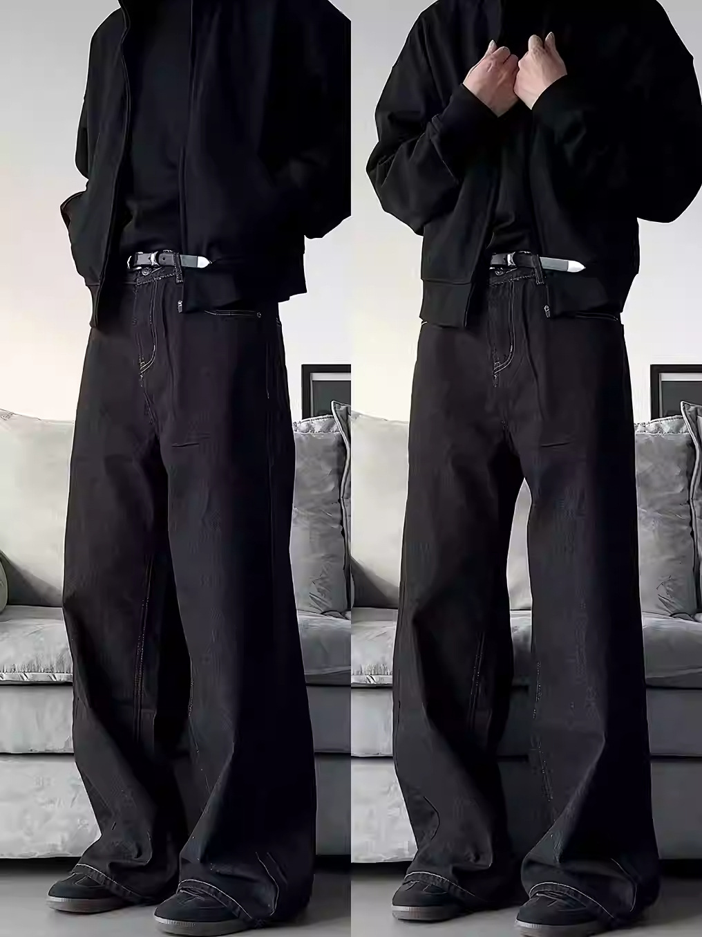 Retro Wide Leg Jeans Loose Straight Leg Casual Floor Length Pants For Men And Women_mkmklike.com