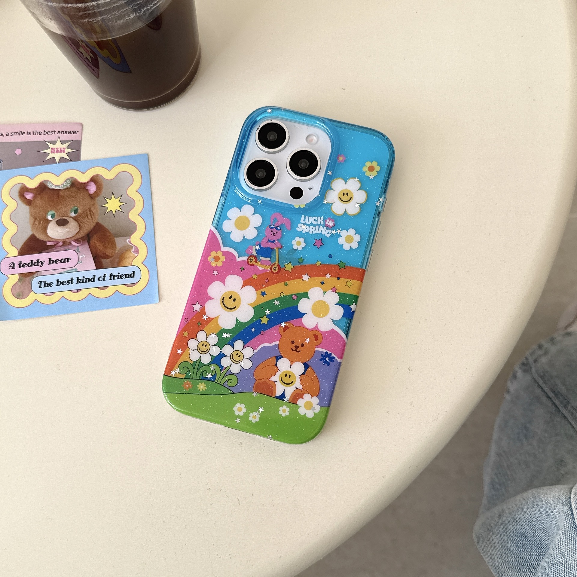 Dibujos animados flor oso para iPhone15/16 Apple 16ProMax femenino 14/13 celebridad de Internet 15Pro nuevo 14P