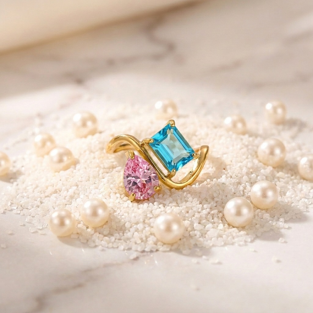 12 Birthstone Ring Replaceable Colored Gemstone Ring Luxury Titanium Steel Gold Plated Ring Women