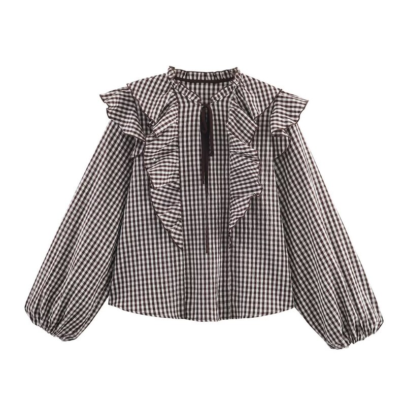 European and American Export Wholesale 2025 Autumn and Winter New Women's Casual Fashion Versatile Plaid Layered Decorative Shirt K4