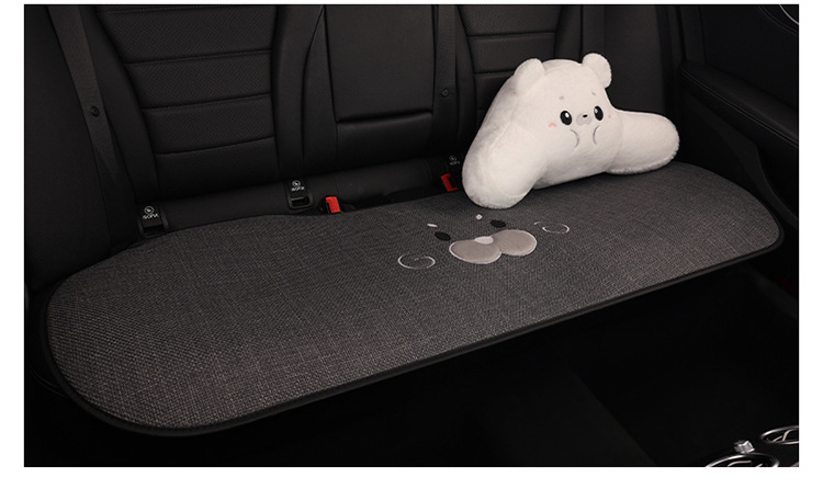 Car Seat Cushion Made of Linen Material with Seal Pattern, Suitable for All Seasons, Available as a Single Piece or a Three-Piece Set, with Optional Car Ventilation Cushion