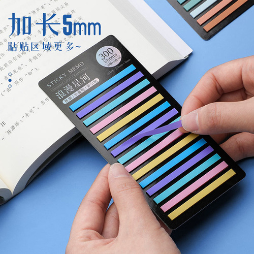 Ultra-slim index stickers, 300 pieces of fluorescent PET waterproof colorful sticky notes with key translucent sticky notes