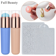 FULL BEAUTYクロスボーダー新型ネイルシールシリコンヘッド蓋付きスクレーパー鋼板ネイルツール卸売り