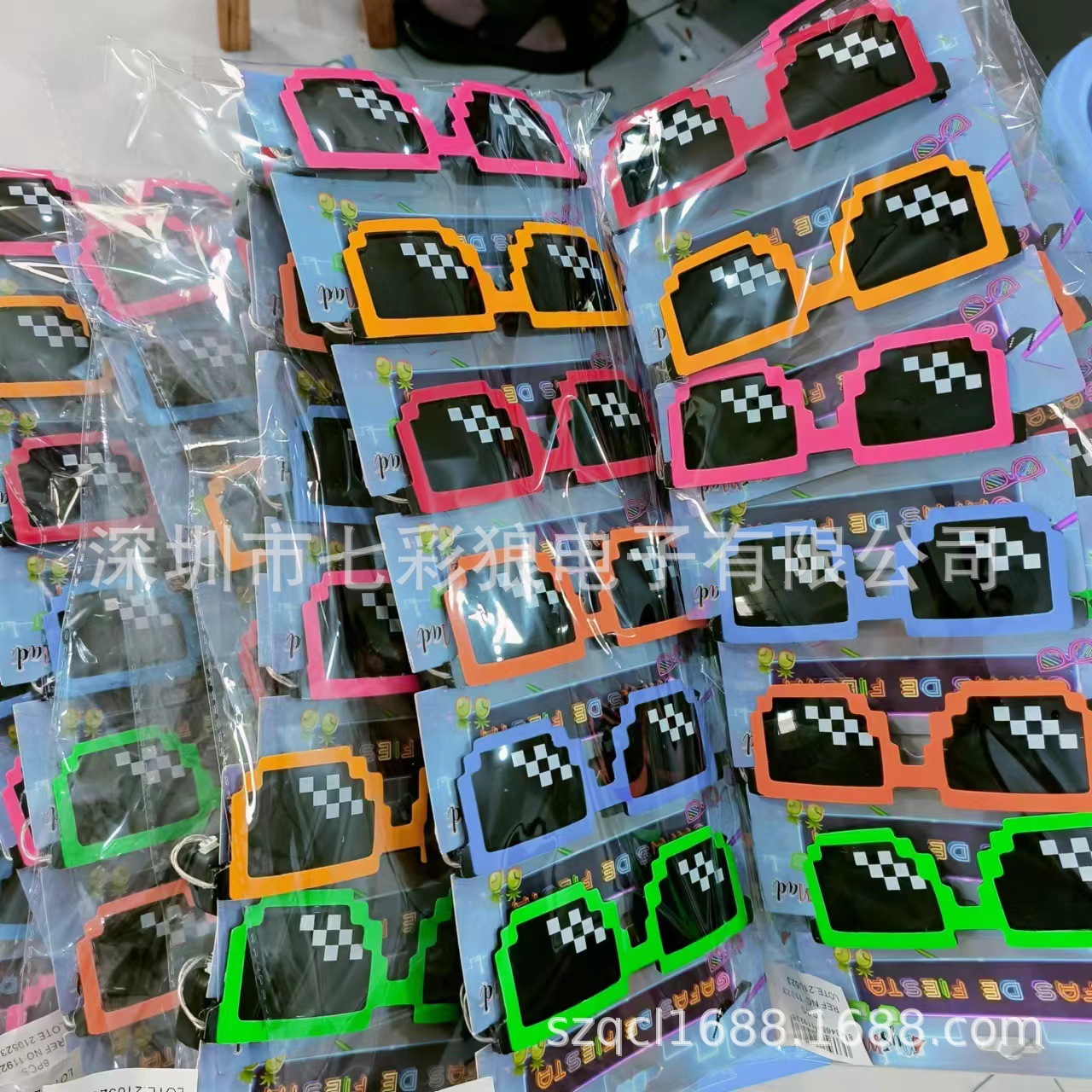 Gafas Fluorescentes de Mosaico para Fiesta, Gafas LED Inalámbricas Brillantes para Fiesta de Cumpleaños, Gafas de Sol de Mosaico