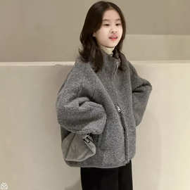 女童外套秋冬款2025新款童装儿童中大童毛毛衣洋气羊羔绒夹克衫