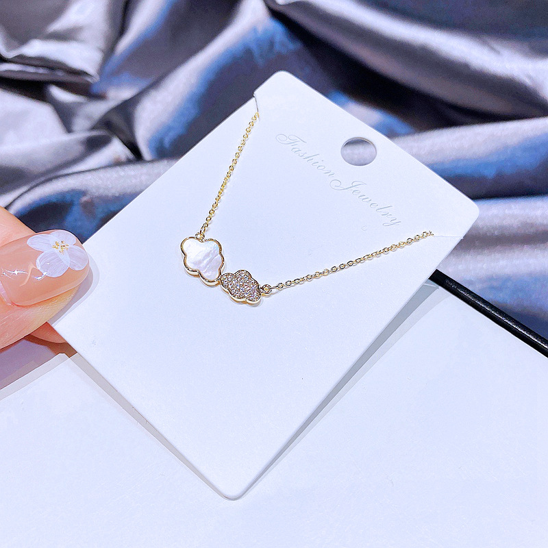 Korean copper gold-plated zircon shell cloud short necklace