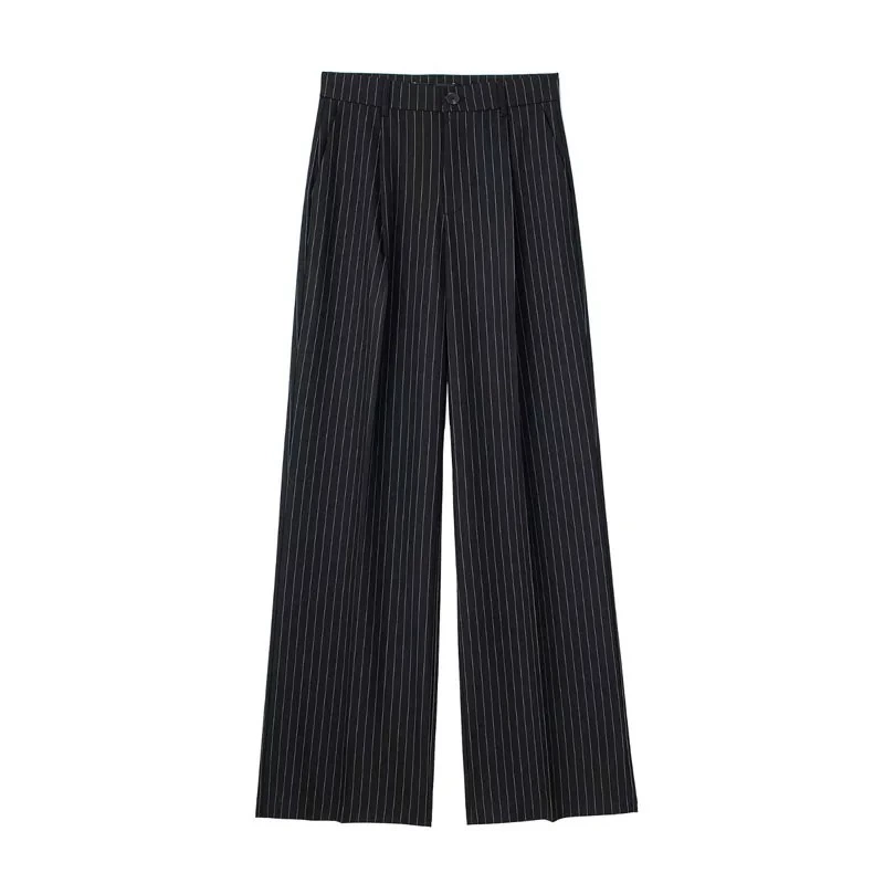 Wide‑leg high‑waist suit trousers for women, oversize, classic pleated style