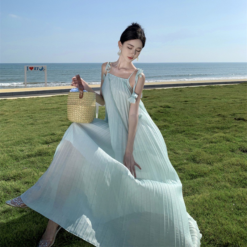 F6477 580K ÁO HAI DÂY NỮ SHETDT HAI DÂY HỞ VAI THỜI TRANG NỮ ĐỒ ĐI BIỂN VÁY MAXI G01 SẢN PHẨM MỚI
