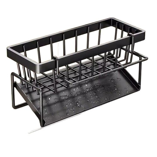 Kitchen plastic storage rack sink with pole rag rack faucet sink dishwashing wire ball storage drain rack