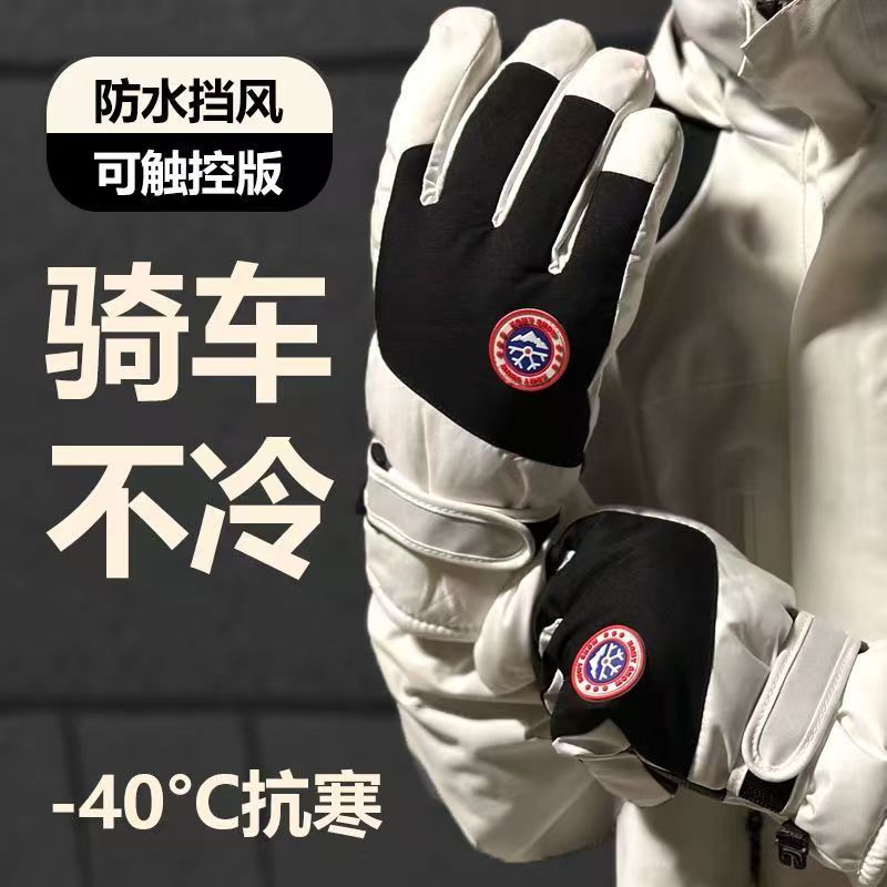Winter Ski cotton gloves touch screen men winter warm women riding thick velvet windproof outdoor motorcycle leather mountaineering