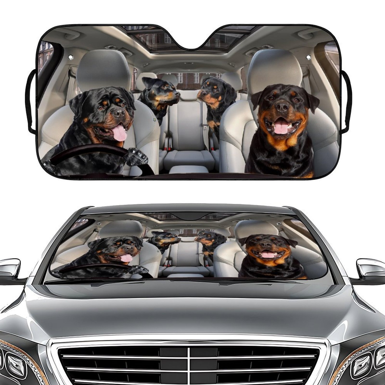 Printed Car Sunshade, Car-Mounted Sun Protection and Heat Insulation Sunblock, Car Interior Accessories